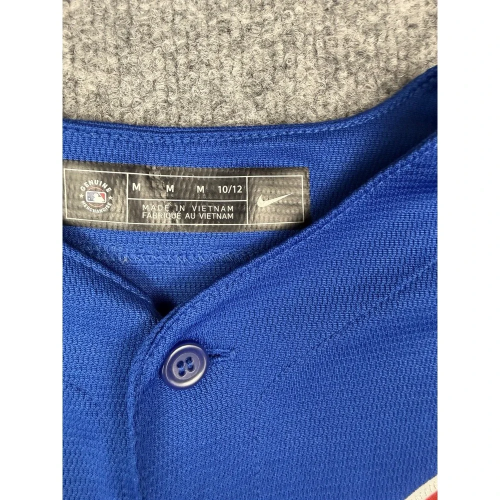 Nike Chicago Cubs Javier Baez #9 Youth M Blue MLB Baseball Jersey #1148